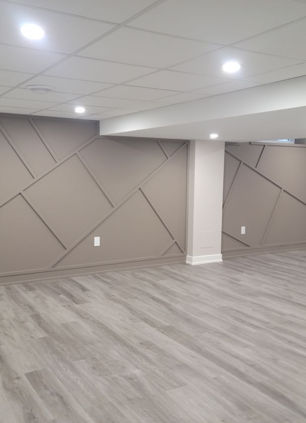 Newly finished gray basement